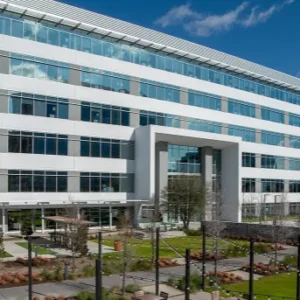 aluminum cantilevered sunshades on a large building