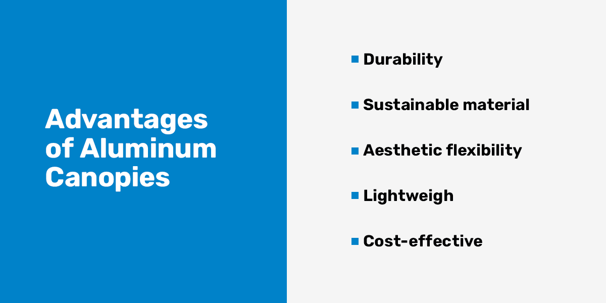 graphic outlining the advantages of aluminum canopies